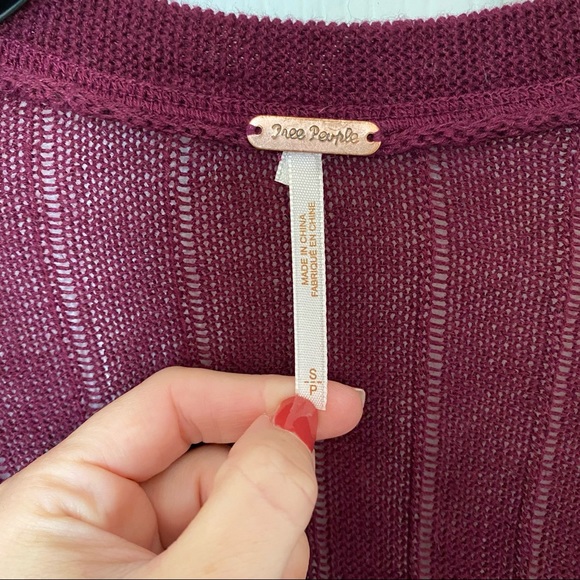 Free People Ribby Rib Duster Size Small Burgundy - Picture 2 of 8
